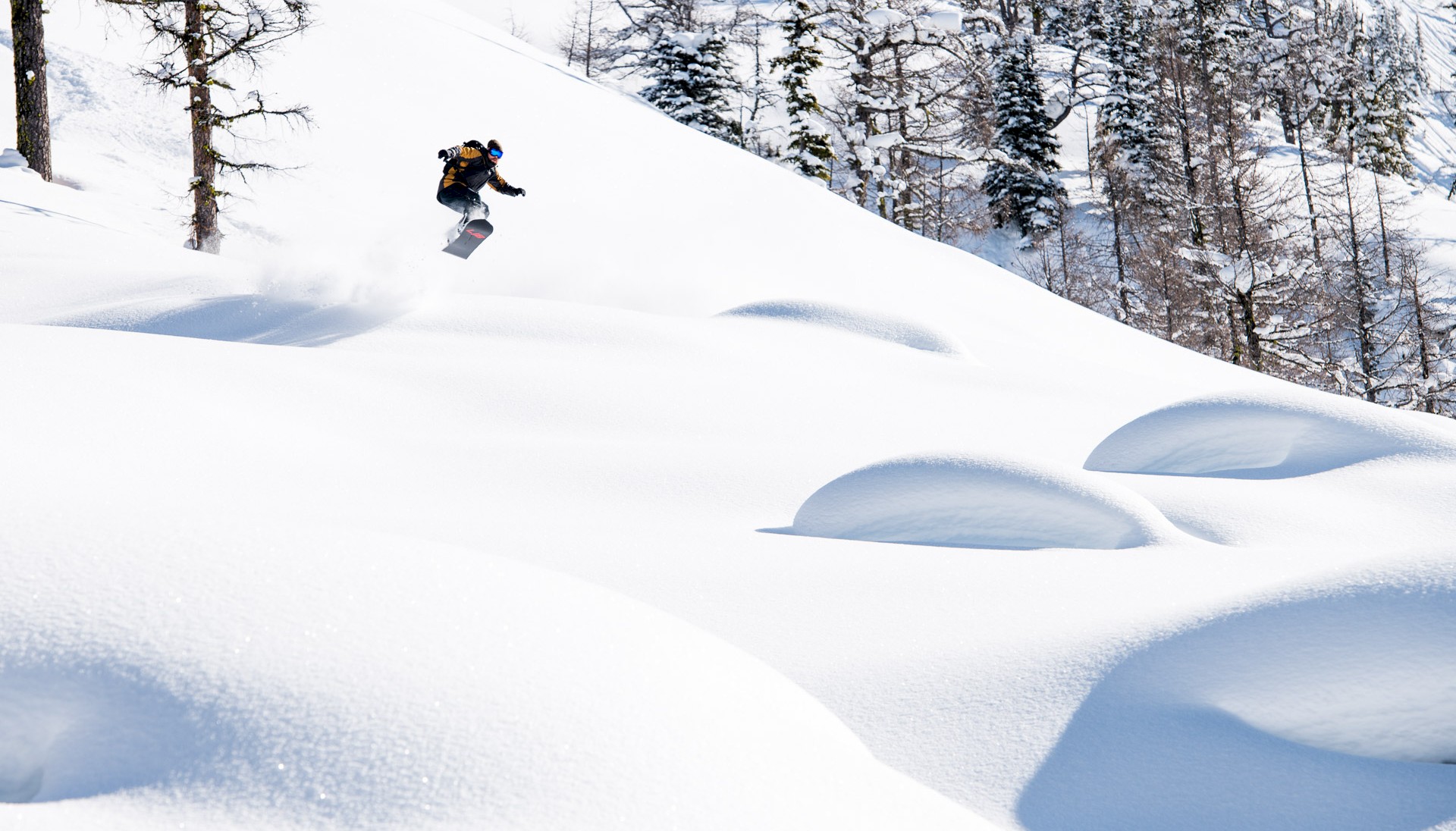 Travis Rice snowboarding at Stellar Heliskiing.